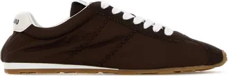 Miu Miu Chocolate Fabric And Suede Sneakers