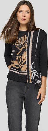 Rabe 3/4-Arm-Shirt RABE, Damen, Gr. 38, schwarz, Jersey, Obermaterial: 95% Baumwolle, 5% Elasthan, bedruckt, normal h&uuml;ftbedeckend, Rundhals, Shirts 3/4-Arm