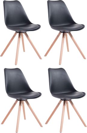 Clp Clp - Set De 4 Sillas Para Visitas Toulouse Rund En Polipiel Negro Natural