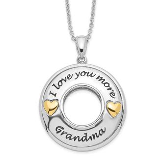 Diamond2Deal Sterling Silver Antique Cubic Zirconia I Love You More Grandma Necklace