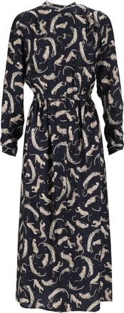 Forte_Forte Royal Leopard Embroidered Silk-Satin Midi Chemisier Dress