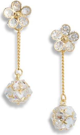 Eye Candy Los Angeles June Cubic Zirconia Flower Drop Earrings in Gold at Nordstrom Rack