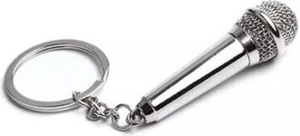Generic Metal Microphone Keyring Removable Charm Pendant Keyring Silver