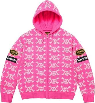 SUPREME FW26 x Vanson Leathers Skull Zip Up Hooded Sweater Pink SUP-FW26-075-PNK