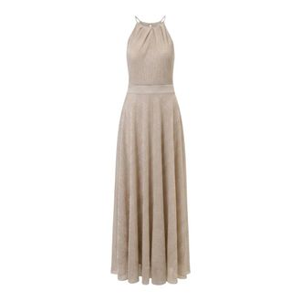 Rinascimento Lurex jurk - Dames - Avondkleed - Beige - L - Leer - Kleedjes