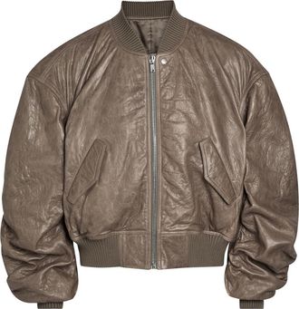 Rick Owens Seccia Padded Grained Leather Bomber Jacket - Dark Grey - 52 (IT52 / XL)