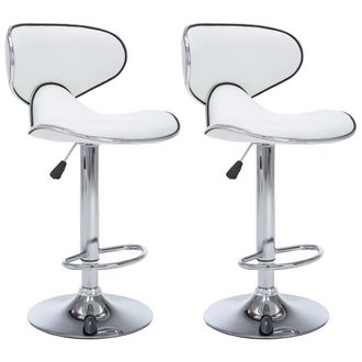 vidaXL Taburetes De Cocina 2 Unidades Cuero Sint&eacute;tico Blanco Vidaxl
