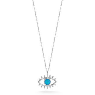 Sphera Milano Synthetic Opal Evil Eye Pendant Necklace in Silver/Blue at Nordstrom Rack