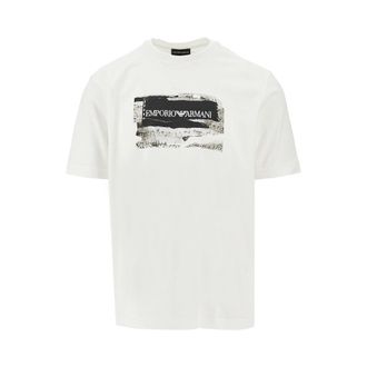 Emporio Armani Logo embroidery and print T-shirt Man XXL