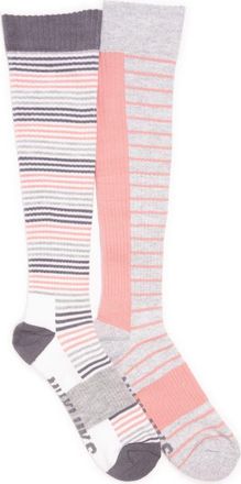 Muk Luks Cotton Compression Knee-High Socks 2 Pair Pack Wide Size in Grey/pink at Nordstrom