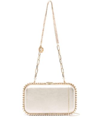Rosantica Clio crystal-embellished leather clutch bag - Gold