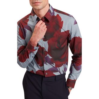 Ted Baker Givira Print Cotton Button-Up Shirt in Teal-Blue at Nordstrom, Size 6