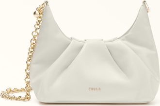 Furla Delia Shoulder Bag Xl Panna White Nappa Leather Woman