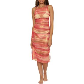 BECCA by Rebecca Virtue Solar Energy Side Tie Midi Cover-Up Dress in Multi at Nordstrom, Size Large