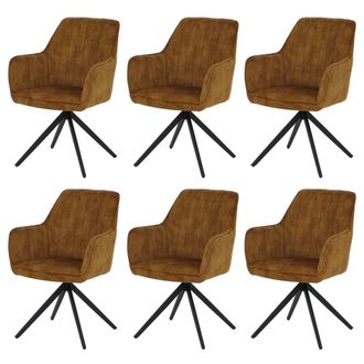 Hhg [nunca Usado] Juego De 6 Sillas De Comedor Hhg-139, Sillas De Cocina Con Reposabrazos Giratorios Y Mecanismo De Retorno Autom&aacute;tico, Terciopelo De 440 
