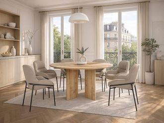 Vente-Unique Round Dining Table for 6 - Light Natural - TOPANIA in Light Oak