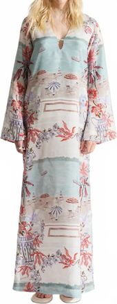 Isla & White Sloane Silk Tunic Maxi Dress In Laguna