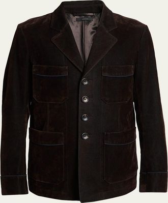 Tom Ford Mens Flocked Cotton Blend Patch Pocket Blazer