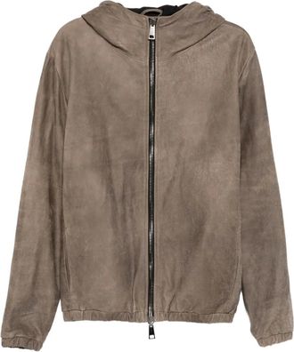 Giorgio Brato Leren jack - Grijs