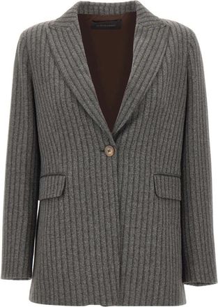 Elena Miro Viscose-blend Blazer - Dames - Blazers - Grijs - L - Leer - Jassen