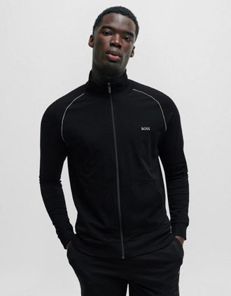 HUGO BOSS Mens BOSS Orange Mix & Match Mens Stretch Cotton Zip-Up Jacket with Logo Detail NOS - Black 001 - Size: XL