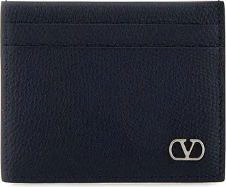 Valentino Garavani Midnight Blue Leather V Logo Signature Card Holder