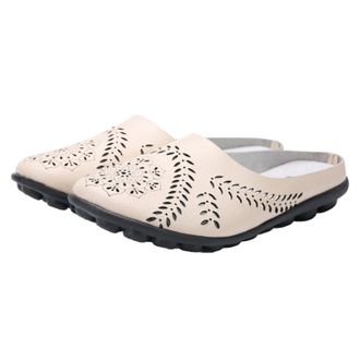 Generic UK 6 Clogs for Women Slip on Mules -Comfortable Walking Open-Back PU Leather Clogs - Closed Toe Sandals Flats Dressy Summer - Flat Clogs Casual Shoes 