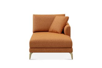 Castlery Lena Right Chaise Sofa Customized, Performance Boucle Rust, Brass Legs, Spill Resistant, Removable Covers for Sofas, Castlery