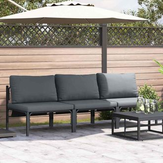 vidaXL Muebles De Exterior Con Coj&iacute;n Con Almohada Antracita Acero