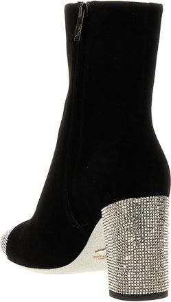 Rene Caovilla Womens Black Leather Ankle Boots