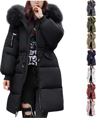 Generic Womens Coats Size 14 Winter Coats for Women UK Fleece Lined Warm Outerwear Ladies Padded Puffer Jackets Quilted Down Coat Jacket Softshell Jackets