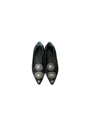 Hermès Black Embellished Suede Ballerinas Size 37