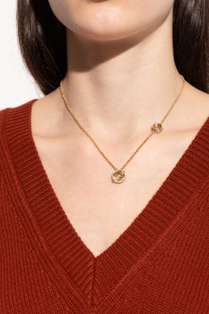 Fendi Necklace With Shimmering Crystals, Womens, Gold