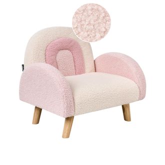 Beliani Sill&oacute;n Infantil Arco&iacute;ris Silla Tapizada Para Ni&ntilde;os Patas De Madera Rosa Pastel Ombo