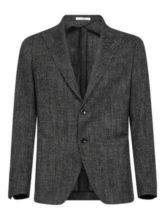 Tagliatore peak lapel chevron jacquard jacket - Brown