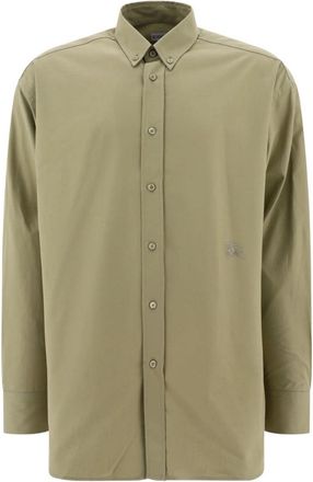 Burberry Katoenen Oxford Overhemd Hunter Groen Casual Overhemd