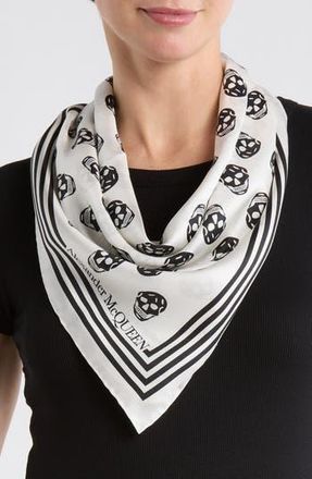 Alexander McQueen Skull Print Silk Scarf in Ivory Black at Nordstrom Rack