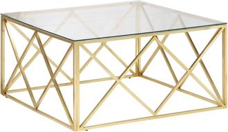 vidaXL Vidaxl - Mesa De Centro Dorada Acero Inoxidable Y Vidrio Templado