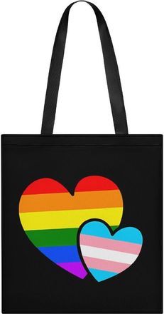 Generic LGBT Transgender Double Love Hearts Womens Tote Casual Shopping Bag Lightweight Shoulder Bags Hobos Handbag for Work Travel Daily 35x40cm