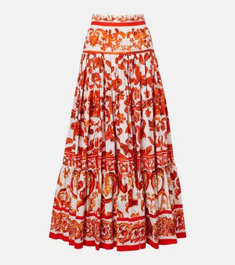 Dolce & Gabbana Majolica cotton poplin maxi skirt
