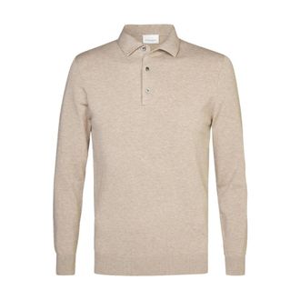 Profuomo Beige Polo One-Piece Sweater - Heren - Tops - Beige - Maat: 2XL Katoen