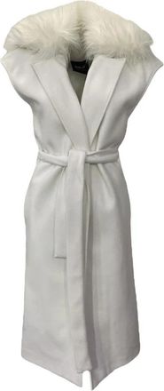 Giulia N Couture Witte Winterjas Stijlvol Model - Dames - Jas met riem - Wit - XS - Jassen