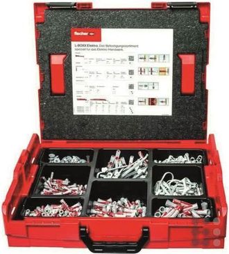 Fischer L-boxx 102 Electric, Tacos Gris Claro/rojo, 670 Piezas