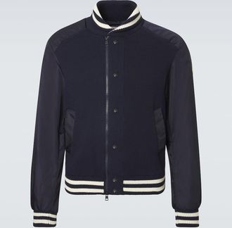 Moncler Ribbed-knit technical varsity jacket