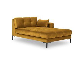 MICADONI Chaise longue de angulo derecho de terciopelo amarillo