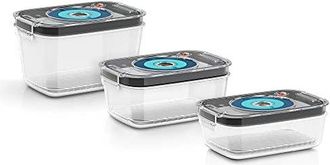 Bosch 3 Cajas De Conservaci&oacute;n Al Vac&iacute;o Herm&eacute;ticas: 0,7l, 1,0l Y 1,5l - Bandeja De Goteo - Indicador De D&iacute;a Y Mes - Tritan