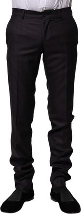 Dolce & Gabbana Black Wool Patterned Formal Mens Pants