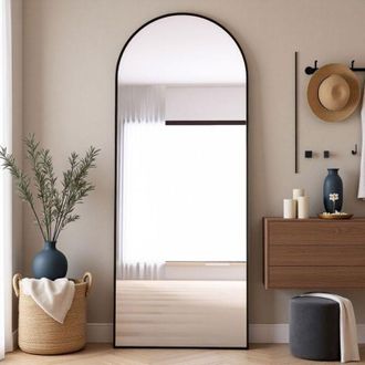 OEM Espejo De Pie - 165x60cm - Aluminio Negro - Cristal De Seguridad - Dise&ntilde;o Contempor&aacute;neo