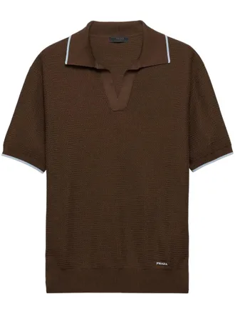 Prada contrast-trim T-shirt - men - Silk/Cotton - 48 - Brown