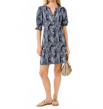 Lilly Pulitzer Delsie Mini Dress In Low Tide Navy Lil Palm Prowl